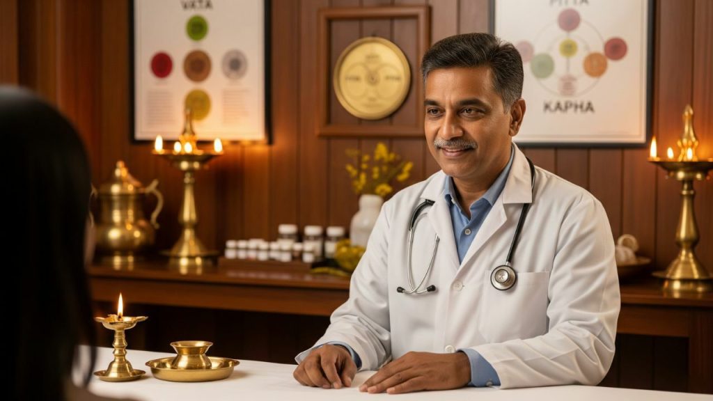 Ayurvedic doctor explaining Panchakarma treatment process in Hyderabad